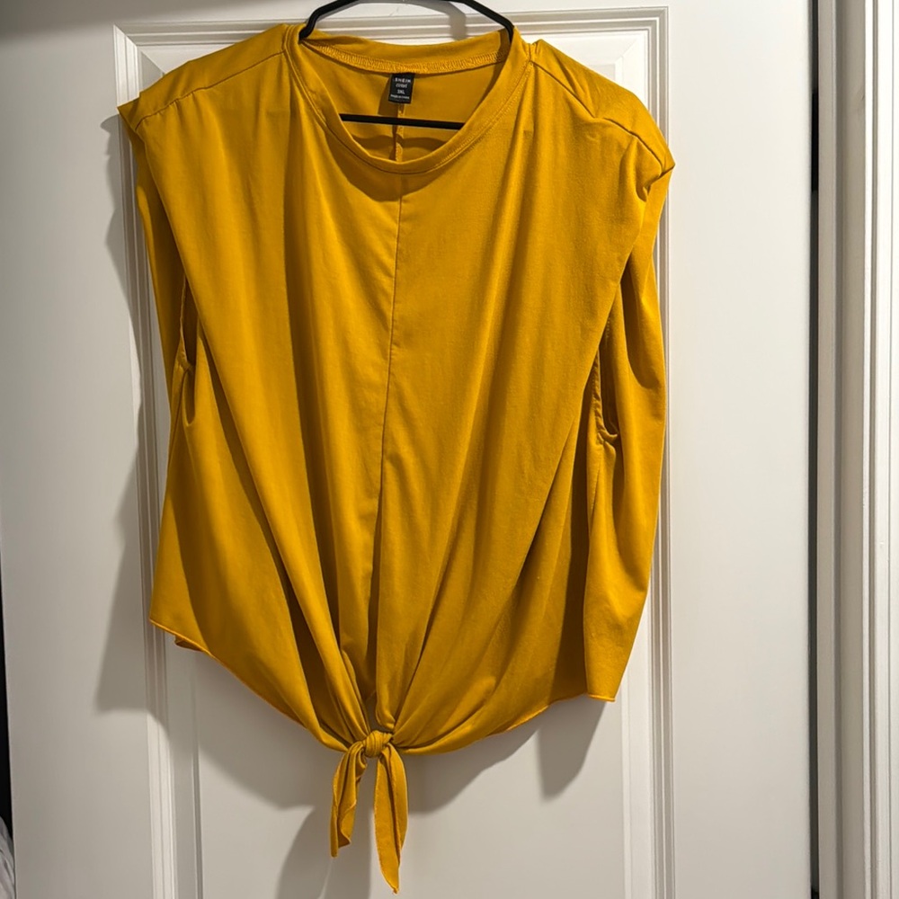 Shein Yellow Women's Top with Tie Front